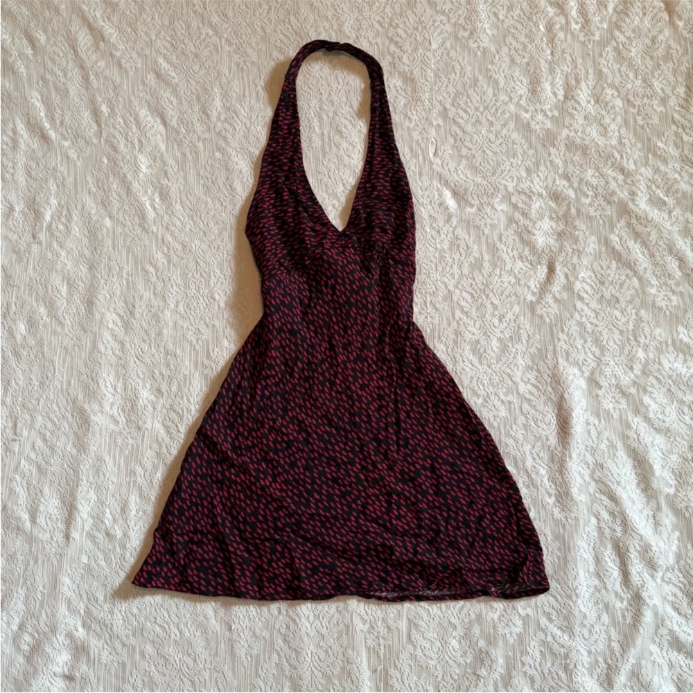 Reformation Red and Black Mini Delanie Dress - Picture 4 of 9